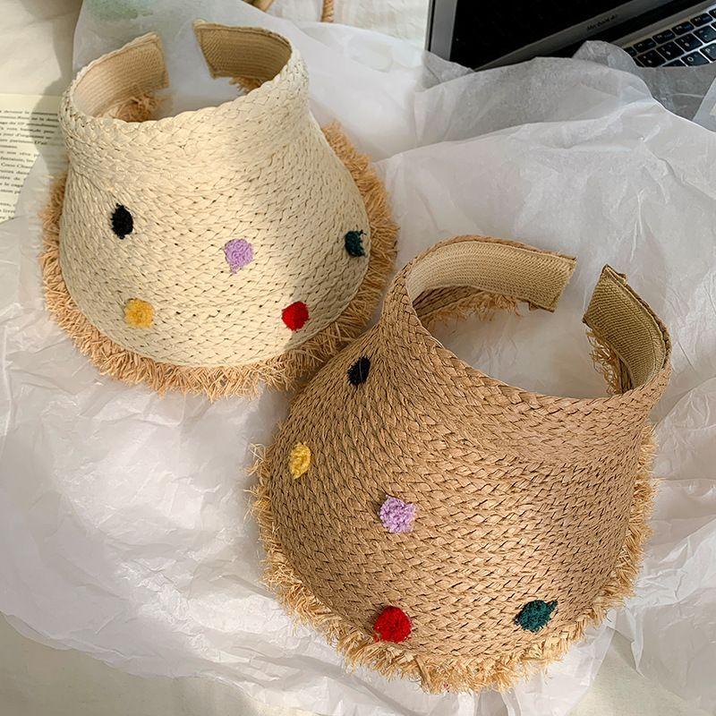 Straw Woven Lafite Hat for Summer Beach and Seaside Vacation Hat for Sun Protection Empty Top Hat Brim Sun Protection Forest Woman