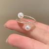 1pc Wrapped Faux Pearl Triple Layer Open Adjustable Ring