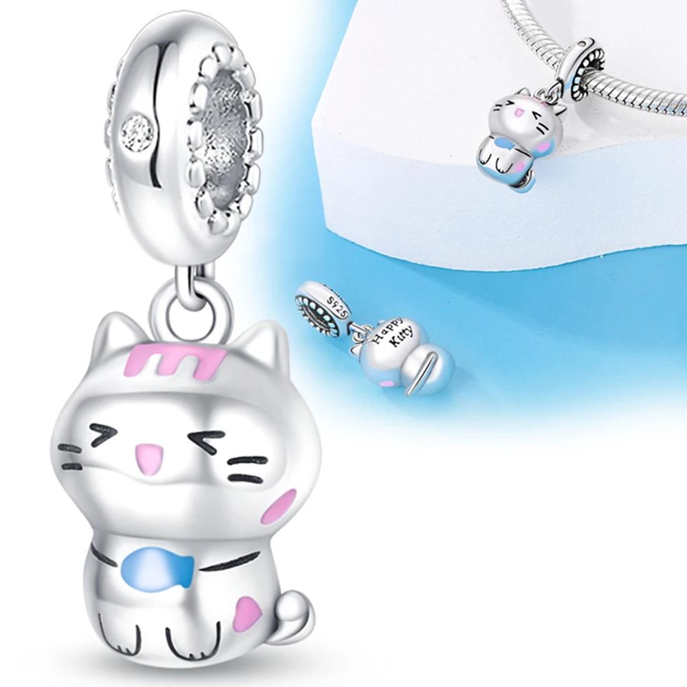 Copper Cute Animal Pet Series Cat Burger Love Fit Original Bracelet Women'S Charms For Jewelry Making Gifts