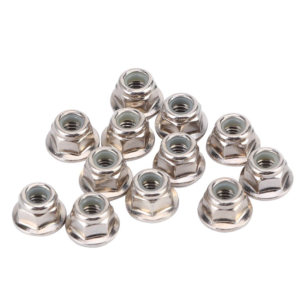 12PCS NonSlip Tire 4mm Lock Nut for Axial Traxxas TRX4 TRX6 SCX10 110 RC Model Car(Silver )