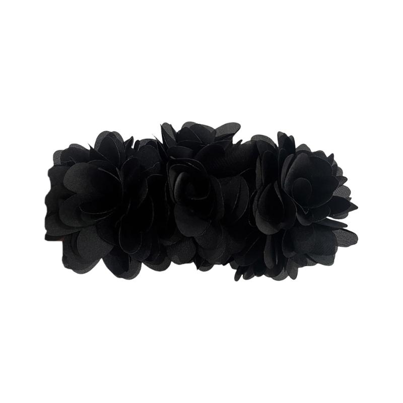 Elegant Fabric Floral Banana Clip Hair Accessory Secure Grip For Weddings Parties Daily Styling Lightweight Hairpin чёрный