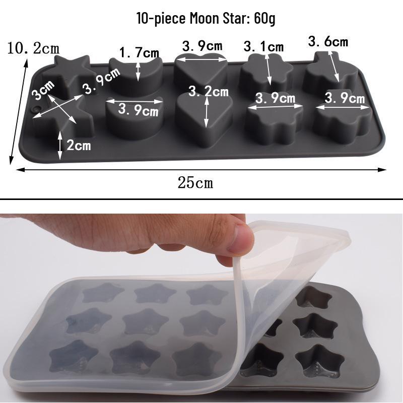 15-Cavity Star & Moon Silicone Mold for Candy, Chocolate, Fondant, Cake Decoration, and Epoxy Resin