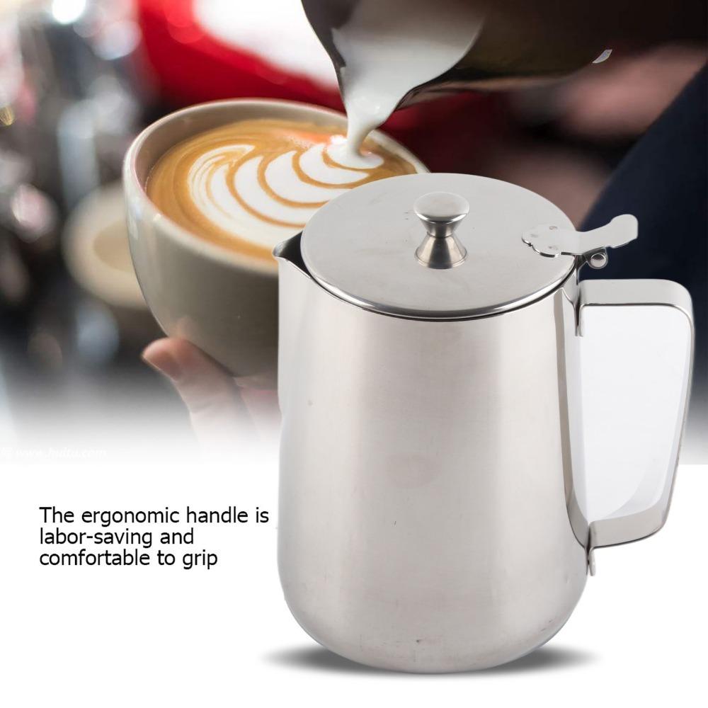 1500ml Milk Frothing Pitcher With Lid Latte Art Cup Steel Mug Frothing Pitcher Coffee Art