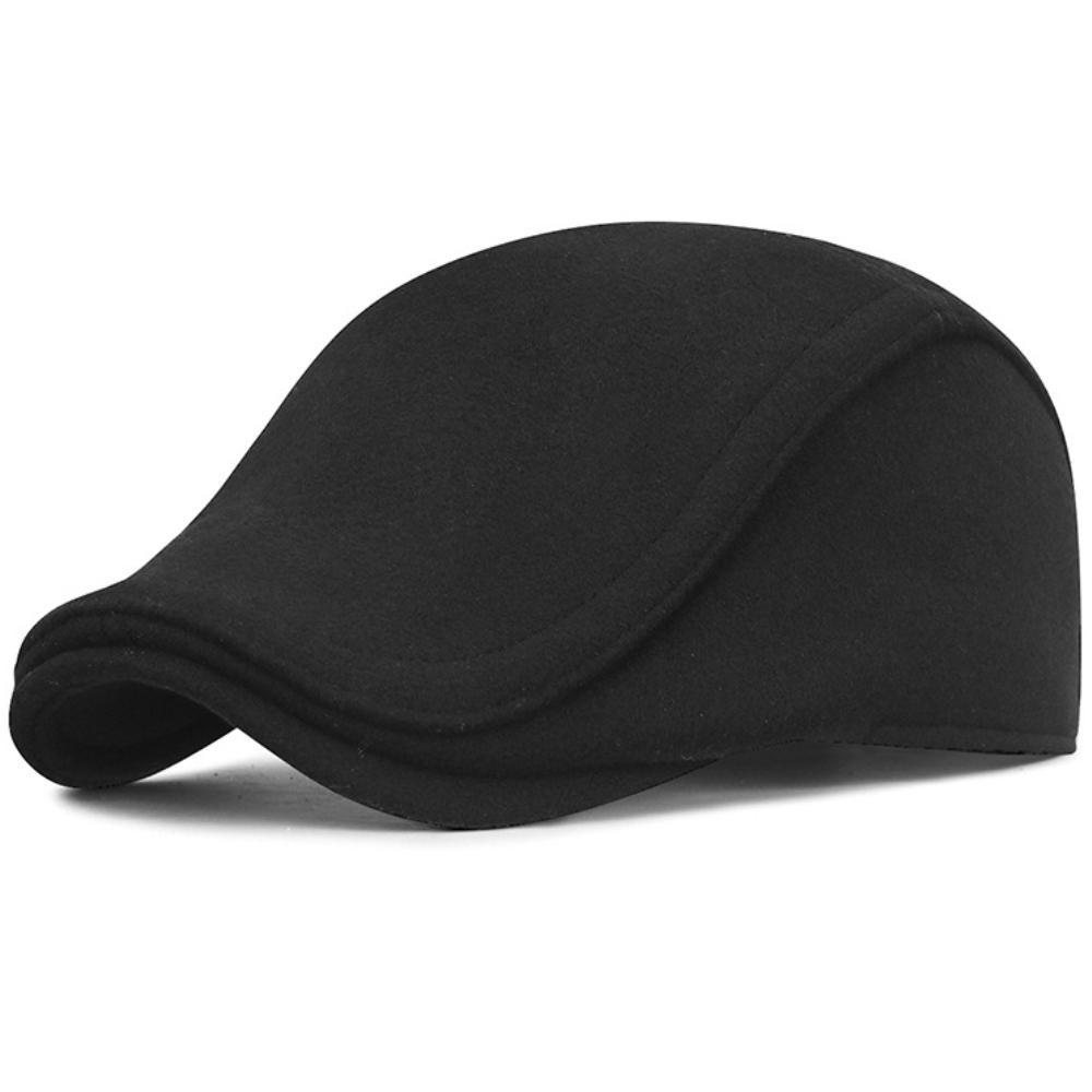HT4924 Beret Cap Autumn Winter Wool Hats for Men Black Grey Artist Painter Beret Hat with Ear Flaps Male Ivy Flat Cap Mens Beret