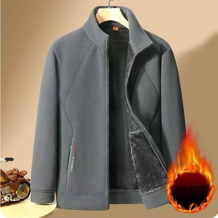 Fleece Men's Polar Fleece Jacket Plus Velvet Thick Loose Sweater Casual Warm Stand-up Collar Jacket