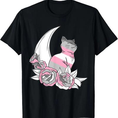 Demigirl Gartenrose Katze Mond LGBTQ Demigirl Stolz LGBT T-Shirt