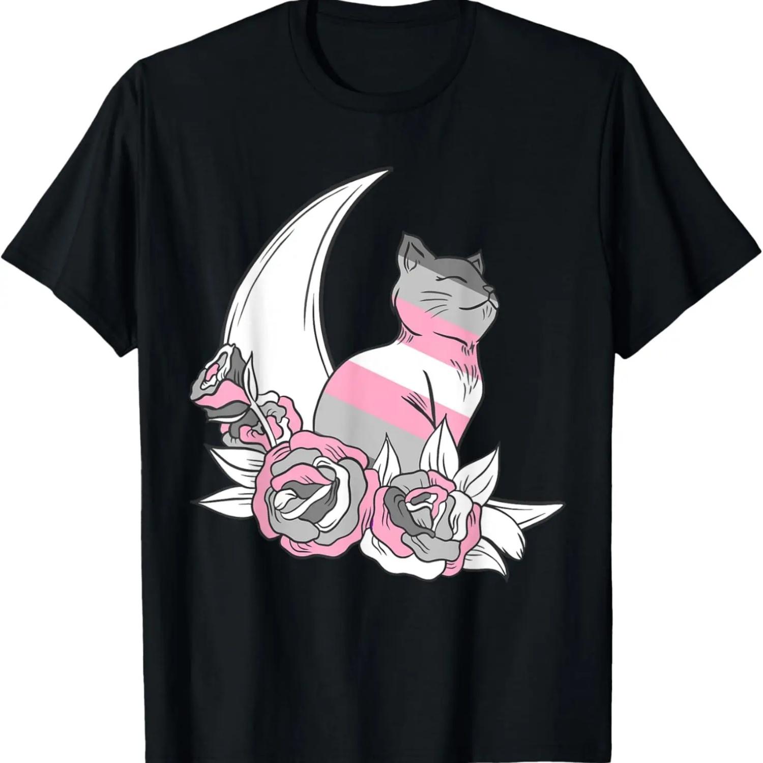 

Demigirl Garden Rose Cat Moon LGBTQ Demigirl Pride LGBT T-Shirt XXXXXL чорний