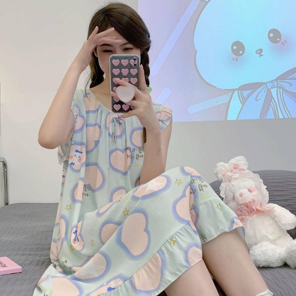 Women's Cotton Silk Camisole Pajama Dress - Summer, Loose Fit, Cute Japanese Style, Sexy and Thin, Perfect for Students