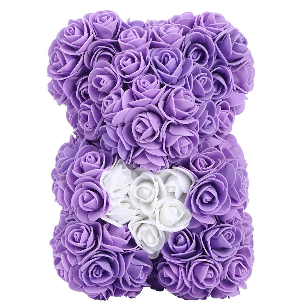 Magnifique Ours Unique Forme Simulation Fleur Rose Artificielle Décor Cadeau pour la Saint-ValentinFoncé