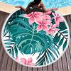 Telo Mare Rotondo Coperta Oversize Foglia di Palma Stile Tropicale Stampa Fenicottero Microfibra Grande Asciugamano Rotondo Picnic Asciugamano Assorbente