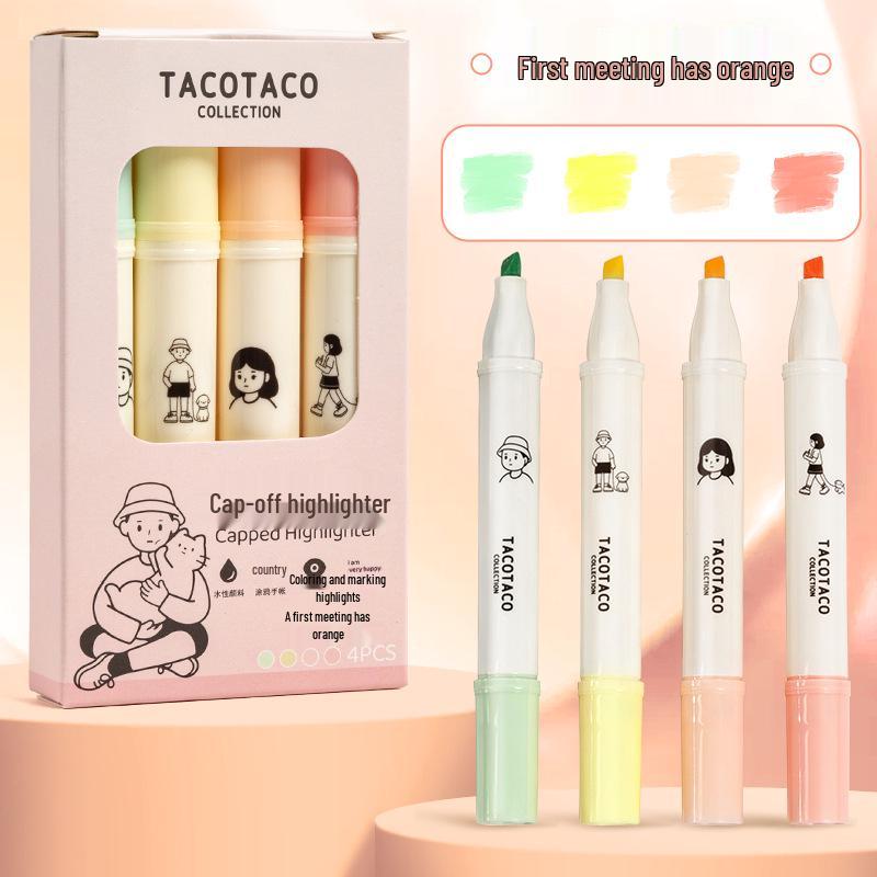 

TACOTACO 12-Color Fluorescent Marker Set, Soft Pull-Off Cap for Journaling, Drawing, and Student Projects. Standard