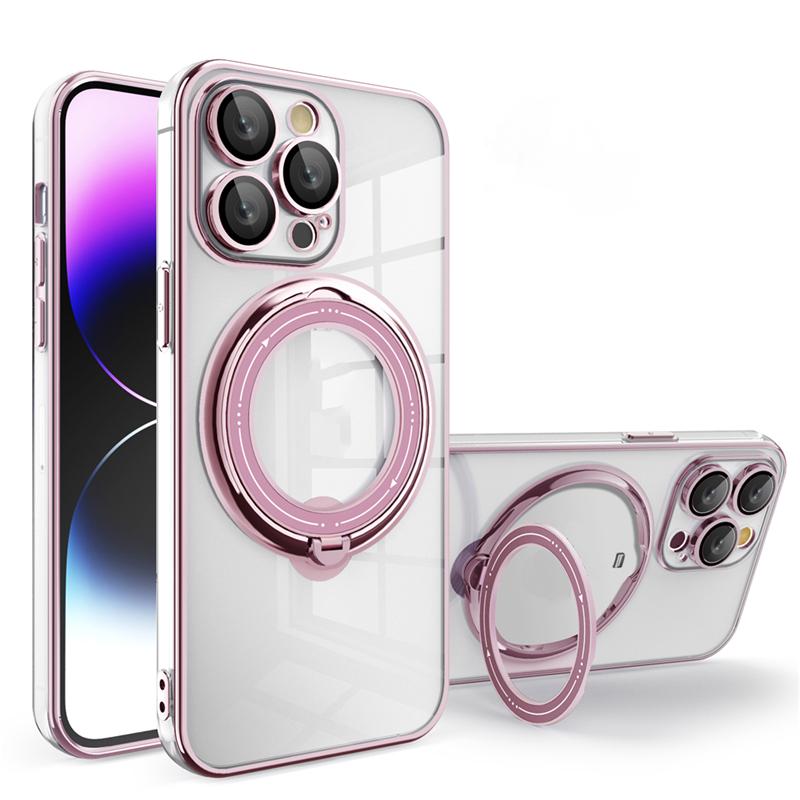 Plating Ring Transparent Soft Case For Samsung Galaxy A04S A54 S22 S23 Ultra Plus Xiaomi Redmi Note 12 iPhone 15 14 13 12 11 Pro Max For Magsafe Cover