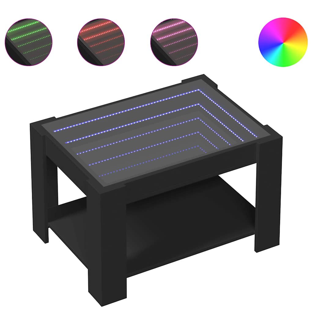 LED Coffee Table Black 73 x 53 x 45 cm Particleboard