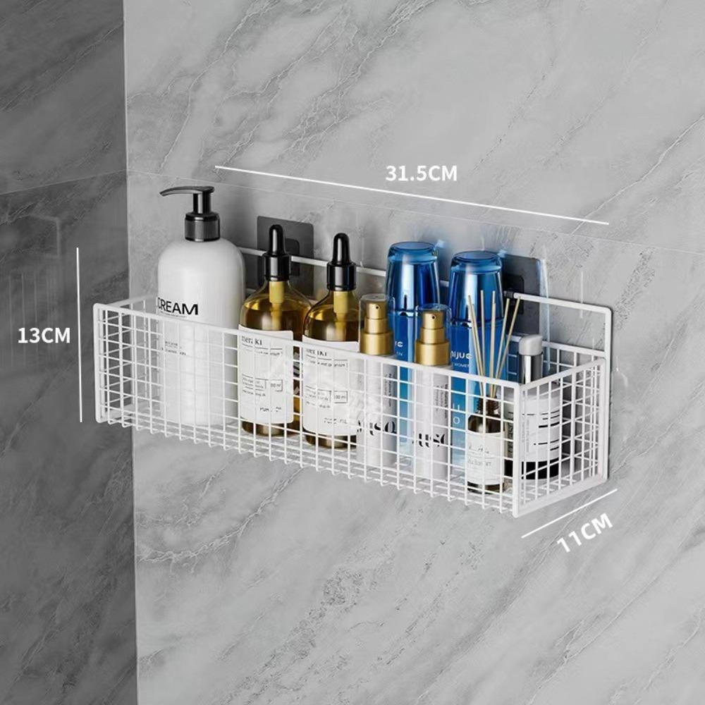 Bathroom Shelves Iron Wall Mounted Bathroom Shelf No Drill Storage Rack Single Layer Toilet Organizer Washing Room Accessories
