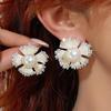 Elegant Silver Zirconia Pearl Flower Stud Earrings for Women - Luxurious and Fashionable European & American Style Jewelry