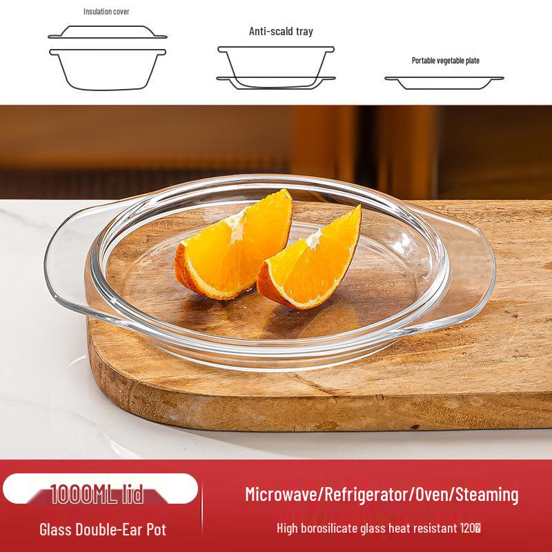 Heat-Resistant Glass Bowl with Lid for Microwave Cooking: Ideal for Rice, Baking, Soups, Instant Noodles, and More.
