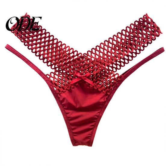 Women Panties Low Waist Hollowed Out Cross-belt See-through Pornographic Thin Underpants Strip French Style Ladies Sling Thong Inner Wear Clothes