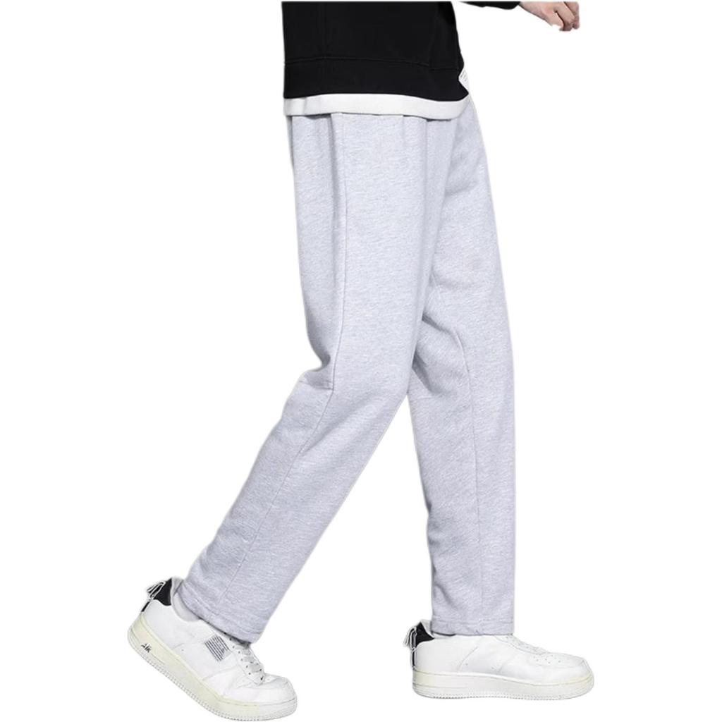 Li-Ning Breathable Loose Mid-Waist Straight Leg Casual Pants Men Bottoms Light-Gray AKLUA01-2