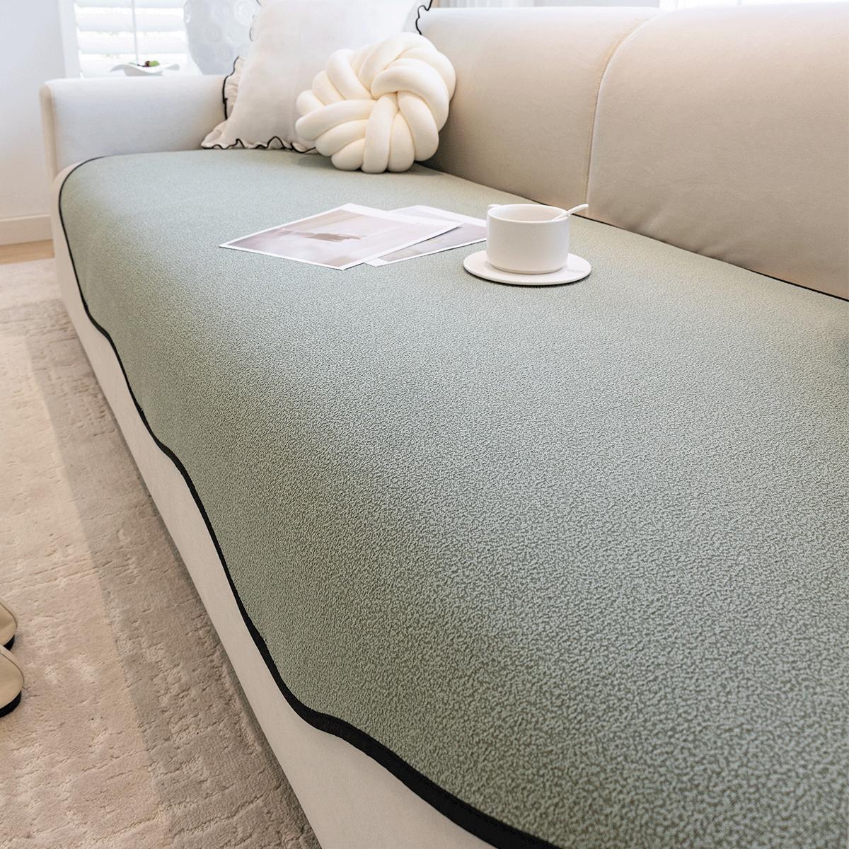 

Минималистичные однотонные чехлы на диван из тедди-шенилла - Нескользящие чехлы на подушки неправильной формы, Мягкие всесезонные, Противоскользящие, Домашний декор 90*90cm яблочный зеленый