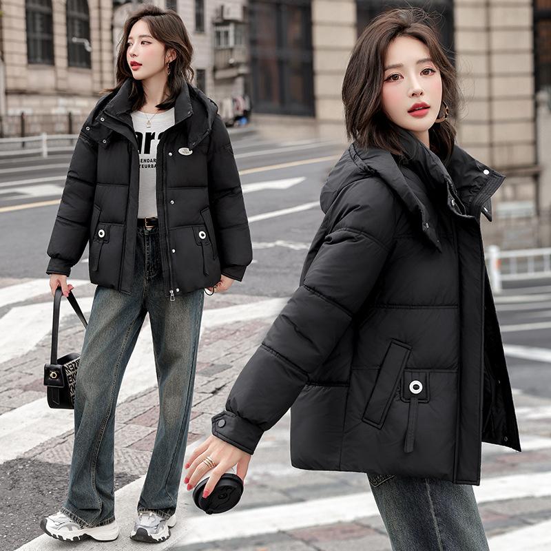 Women’s Short Hooded Windproof Thicken Warm Winter Jacket With Raglan Sleeves