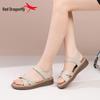 Red Dragonfly Women's 2026 Genuine Leather Flat Sandals - Thick-Soled, Soft Sole for Summer