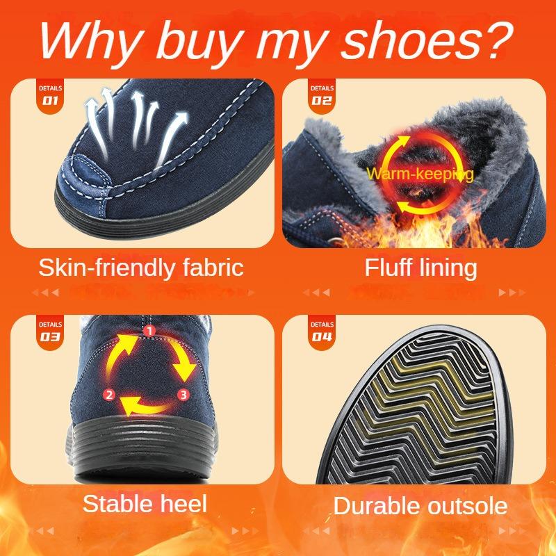 Fashion Cloth Shoes Men's 2024 Winter New Shoes Men's Thickened Warm Cotton Boots Casual Men's Shoes Plush Cotton Shoes39-44