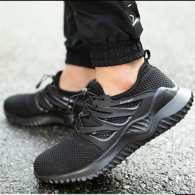 Herrenmode Stahlkappenschuhe Kevlarfaser Sicherheitsschuhe Atmungsaktive Anti-Smashing Anti-Piercing-Arbeitsschuhe für Männer
