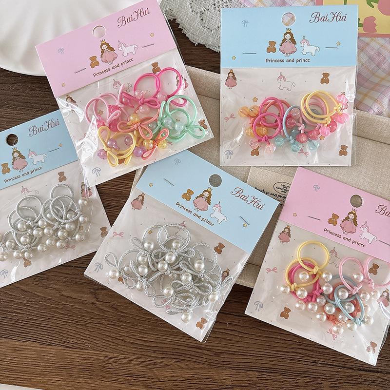 10Pcs Children's Elastic Hair Bands Candy Color Baby Girls Hair Rope Ties Ponytail Holder Rubber Band Hair Accessories Headwear