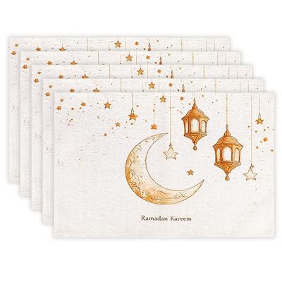 1/4pcs Ramadan Kareem Linen Placemat Table Ornaments 2025 Muslim Islamic Party Supplies Eid Mubarak Home Decoration Gift Favors