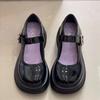 Thick High-heeled Platform Mary Jane Shoes Women's Summer 2025 New Black Round Head Sweet Cool French Japanese Small Leather Shoes