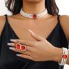 3Pcs/Set Multilayer Imitation Zircon Chain Necklace Bracelet for Women Wedding Bridal Goth Stud Earrings Zircon Set Accessories