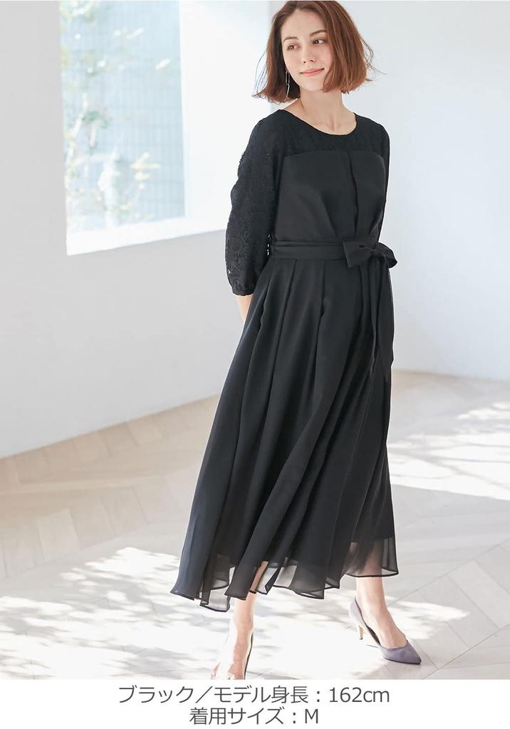 Maternity Nursing Formal Chiffon Tuck Shrine M Black 10171260 [ANGELIEBE] Clothes, Dress, Dress, Prenatal, Postnatal, Visit, Wedding,