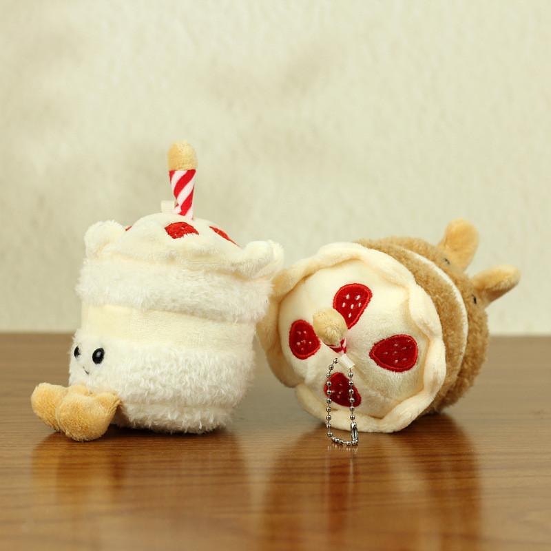 Cute Plush Cartoon Keychain Toy Cake Milk Tea Cup Accessory In Colors Sweet