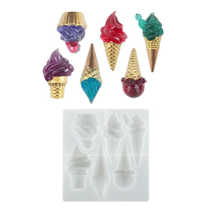 DIY Cute Ice Cream Shaped Pendants Silicone Mold Backpack Keychain Jewelry Hanging Charms Ornaments Casting Plaster Candle Mould