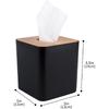 Modern Tissue Box Cover with Bamboo Lid, Square Tissue Holder,for bedrooms, Offices, bathrooms, Living Rooms etc(Black)