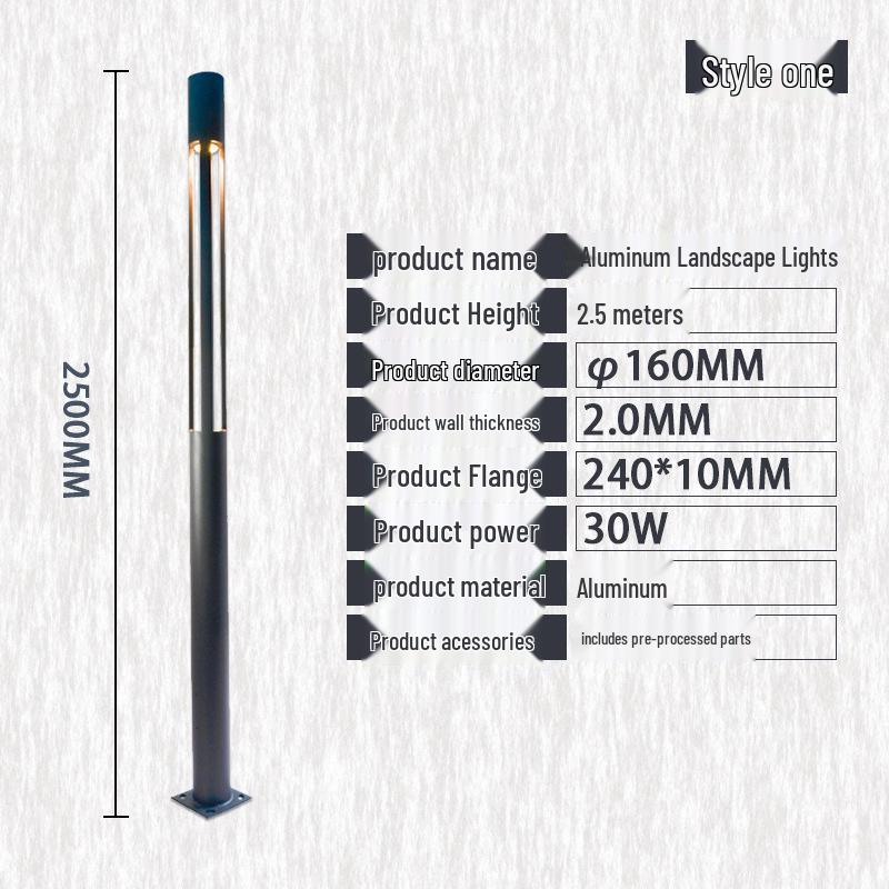 Solar Aluminum Garden Light: Modern Square Post for Outdoor Courtyard