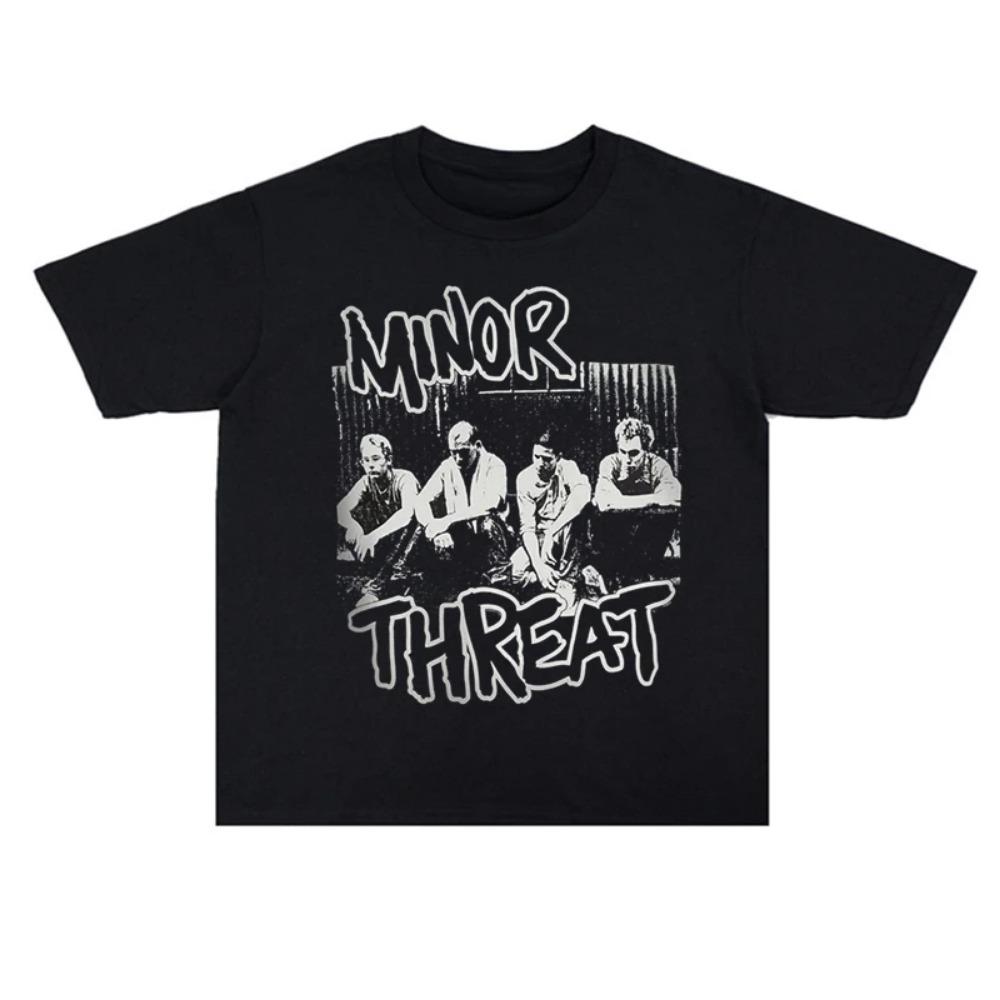 2025 Summer Punk Band Minor Threat Rock Print Cotton Men's and Women's T-shirts High Quality Short Sleeve Men's Tee