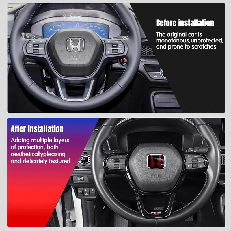 LUP1 Car Steering Wheel Emblem H-Sticker For Honda Civic Accord City CRV Jade Fit Odyssey Hybrid Red Black Blue Interior Modification