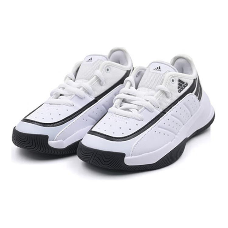 Adidas Front Court Synthetic Leather Non-Slip Durable Low-Top Kids Basketball Shoes Kids Basketball Shoes White Black ID8597