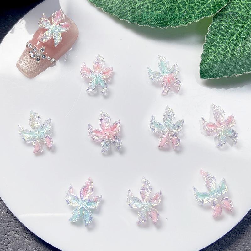 20pcs Mixed Nail Art Resin Little Colorful Flower Nail Charm Design Luminous Charms Rhinestones Diy Craft For Nail 3d Decoration