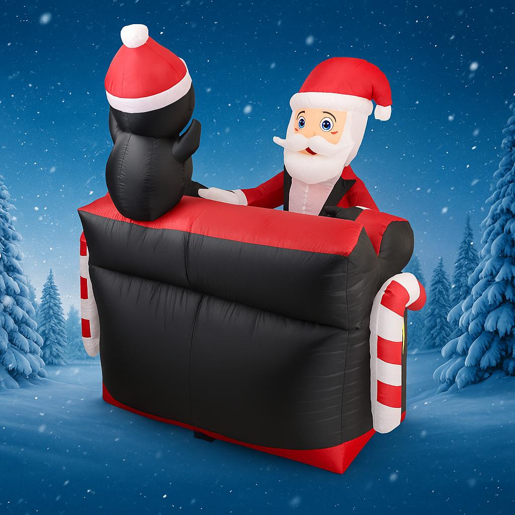 4.92FT Inflatable Toy Santa Piano Penguin with LED Light Holiday Gifts Xmas Decoration for Yard Christmas Supplies Home Ornament