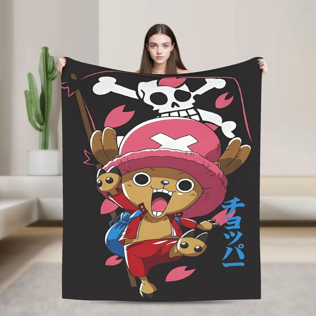 Tony Chopper Flannel Blanket Winter Anime Warm Bedding Throws for Kids Adult Couch Bed Fluffy Bedspread Sofa Bed Cover
