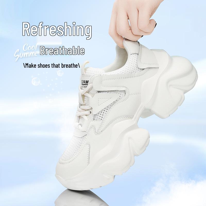 Damen Schwarze Dad Shoes, Herbst/Winter 2025, Dicke Sohle, Modische Höhenverstärkung mit Plus-Samt, Kleine Füße Lässige Sneaker.