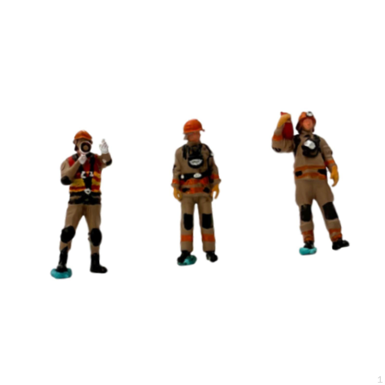 

1/64 Firefighter Figures Realistic Diorama Action Tiny People Model for Photography Props Style B