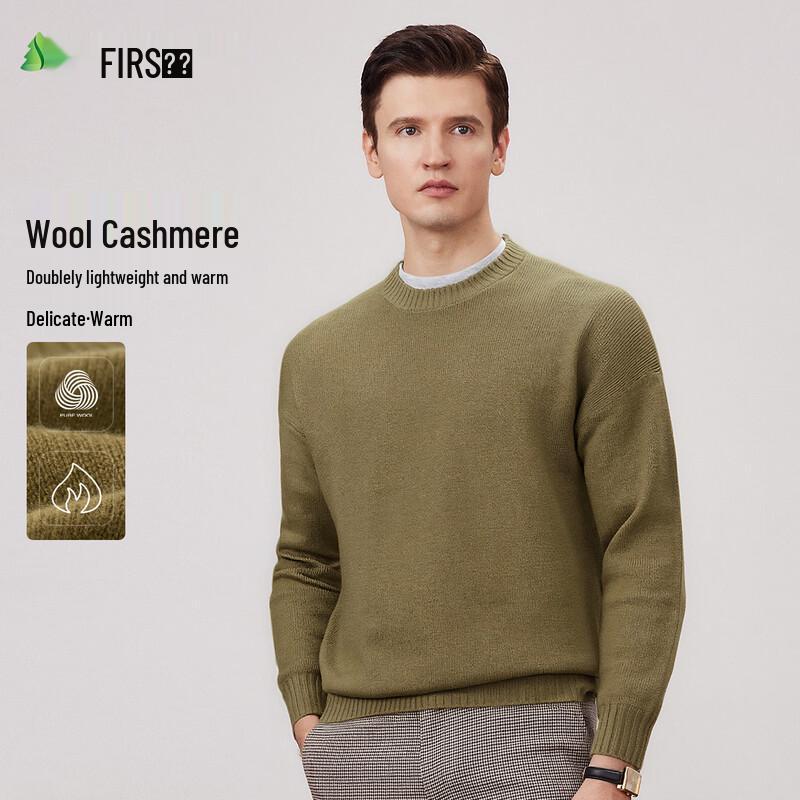 

FIRS Men s Round Neck Wool Cashmere Blend Sweater L