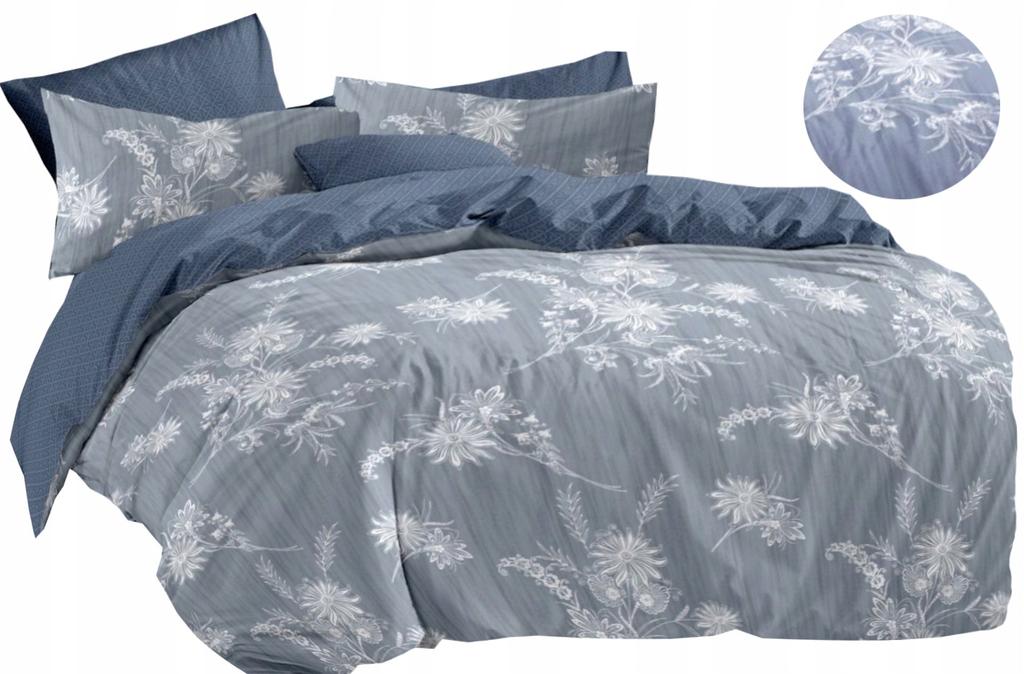 3-piece Bedding Set 160x200 + Pillowcases, Cotton Satin Leaves