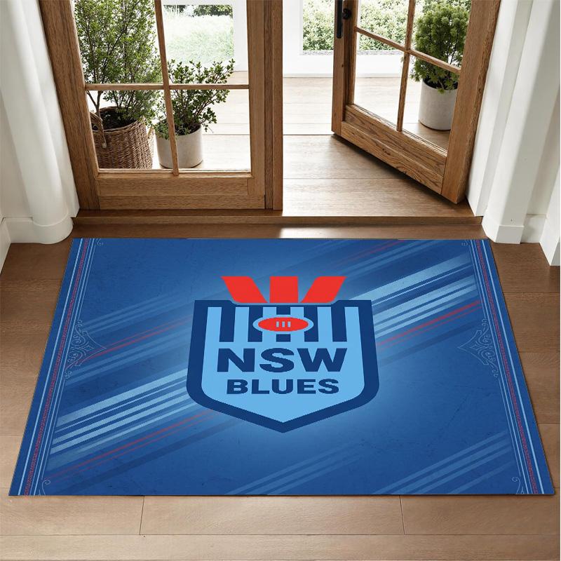 NSW Blues Design Crystal Velvet Rug Soft Decorative Mat for Bedroom Entrance