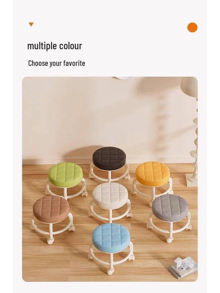 Plastic Swivel Caster Mobile Low Stool for Living Room or Nursery