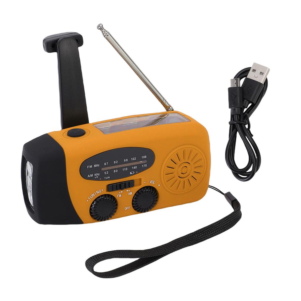 Emergency Radio Portable Solar Micro USB Hand Crank AM FM NOAA Radio with 3 LED Lights Power Bank Fo