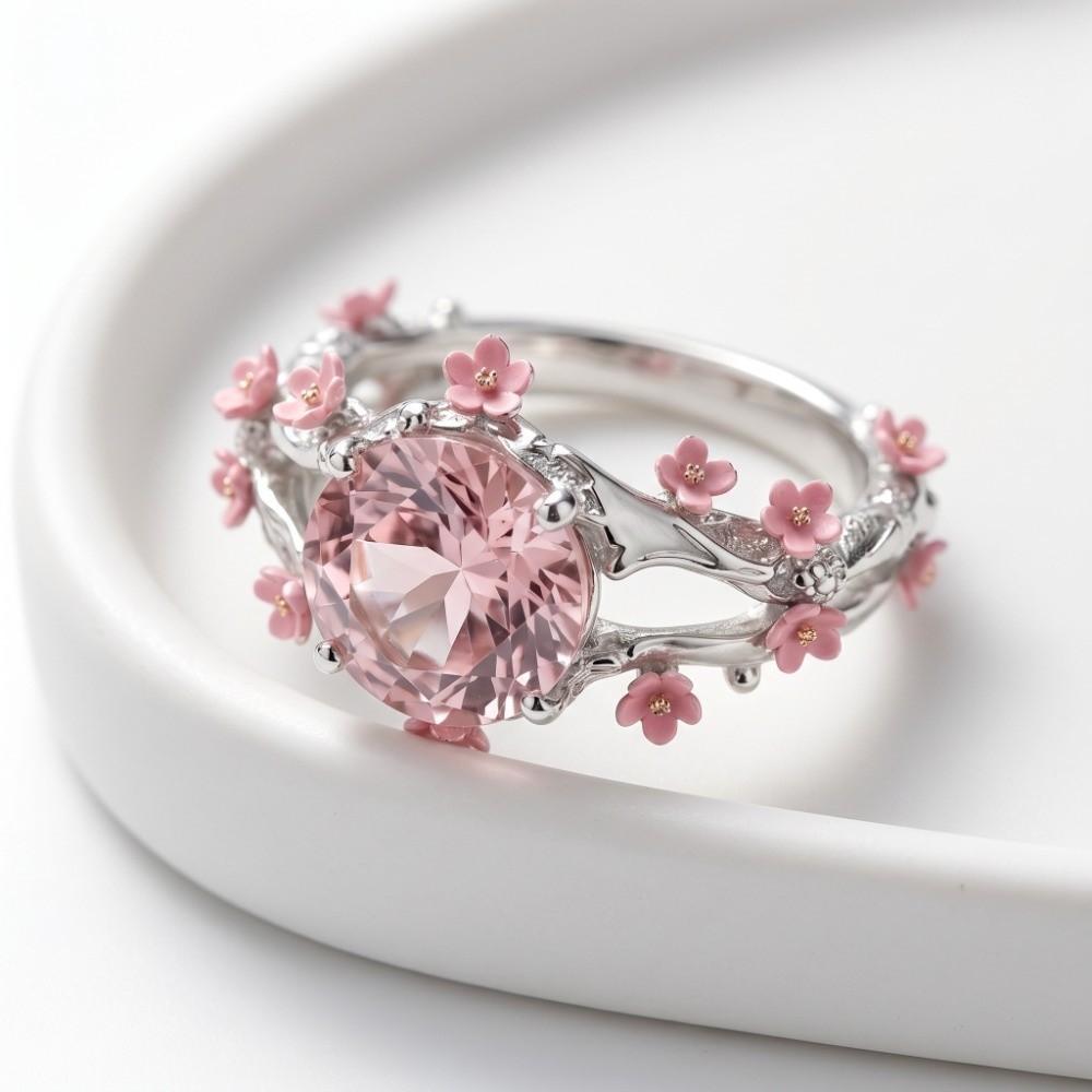 Eleganter Blüte Kristall Ring Licht Luxus Finger Schmuck Süßer Strass Ring Mädchen